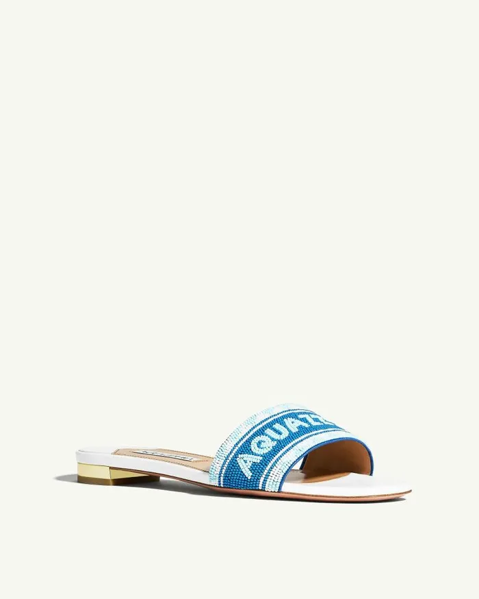 Aqz Beads Slide White Women Aquazzura Slides and Mules