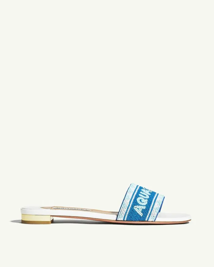 Aqz Beads Slide White Women Aquazzura Slides and Mules Aqz Beads Slide White Women Aquazzura Slides and Mules