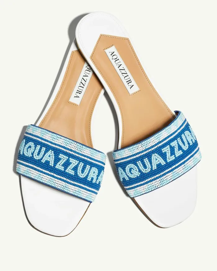 Aqz Beads Slide White Women Aquazzura Slides and Mules Aqz Beads Slide White Women Aquazzura Slides and Mules
