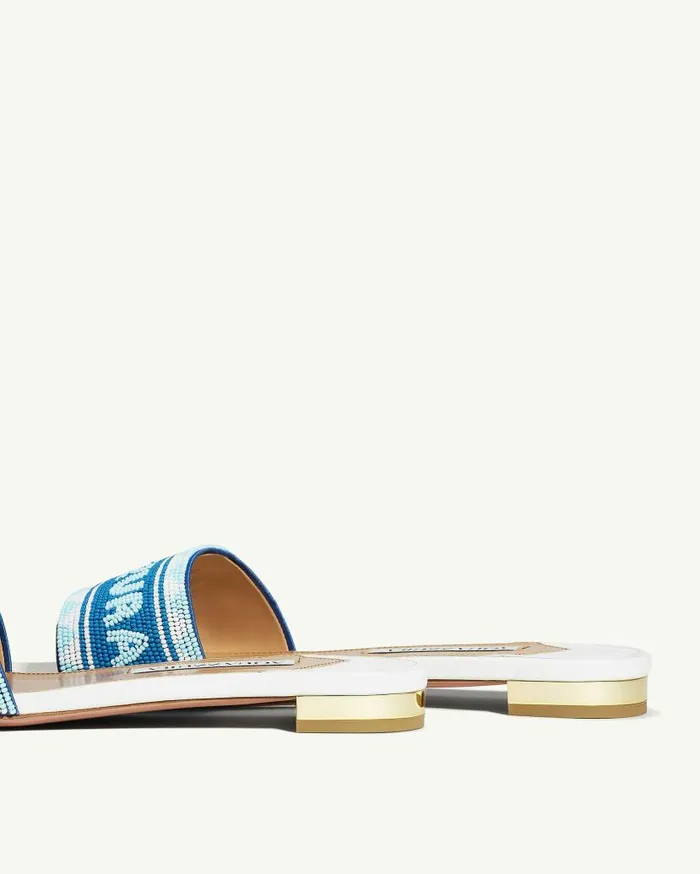 Aqz Beads Slide White Women Aquazzura Slides and Mules Aqz Beads Slide White Women Aquazzura Slides and Mules