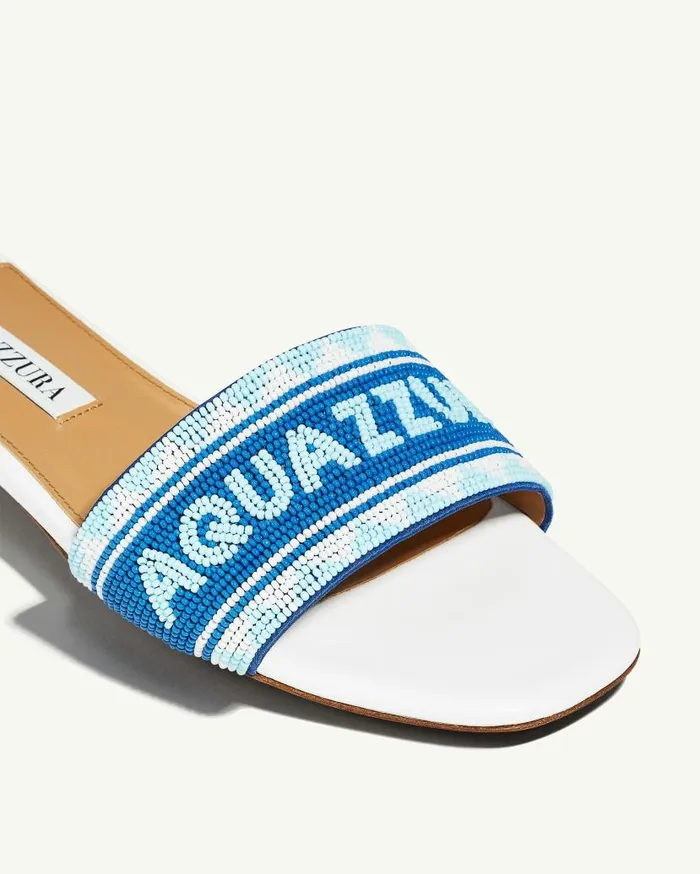Aqz Beads Slide White Women Aquazzura Slides and Mules Aqz Beads Slide White Women Aquazzura Slides and Mules