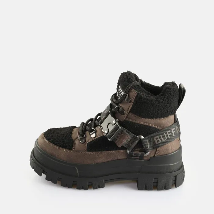 Aspha Com Mid Warm Brown Black Buffalo Boots and AnkleBoots