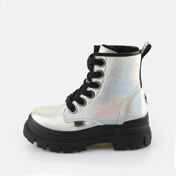 Aspha Lace Up Hi Warm 8211 Vegan Nappa 8211 Silver Silver Buffalo Boots and AnkleBoots