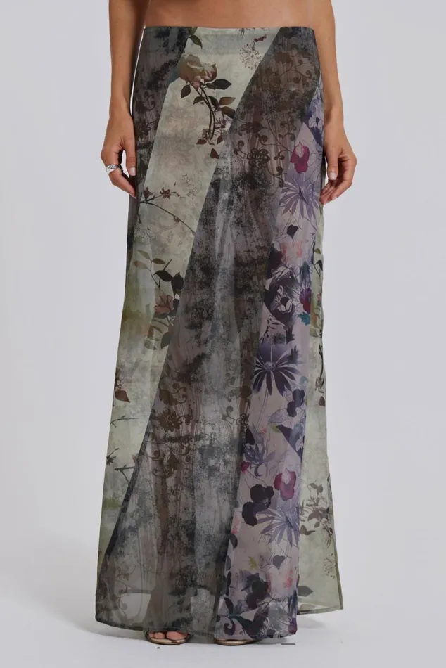 Asteria Panelled Maxi Skirt Brown Women Jaded London Skirts
