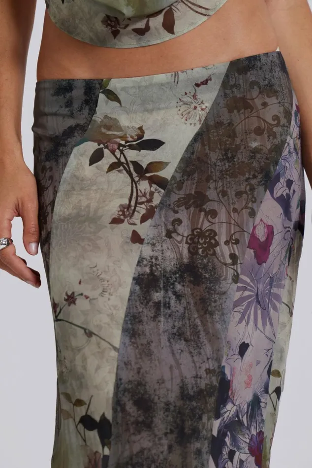 Asteria Panelled Maxi Skirt Brown Women Jaded London Skirts