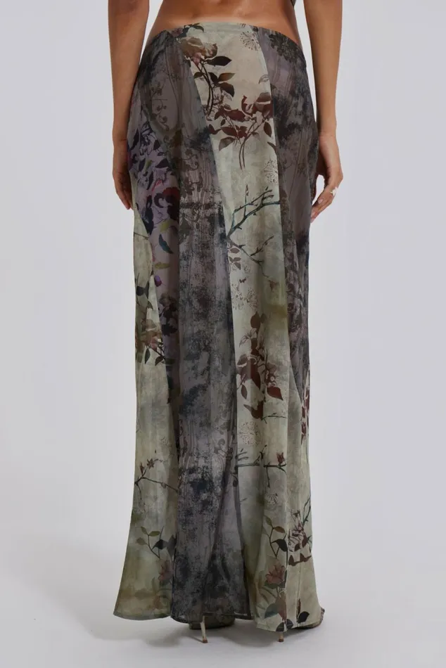 Asteria Panelled Maxi Skirt Brown Women Jaded London Skirts