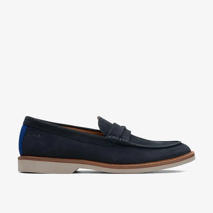 Atticus Slip Navy Suede Men Clarks Casual Dress Shoes