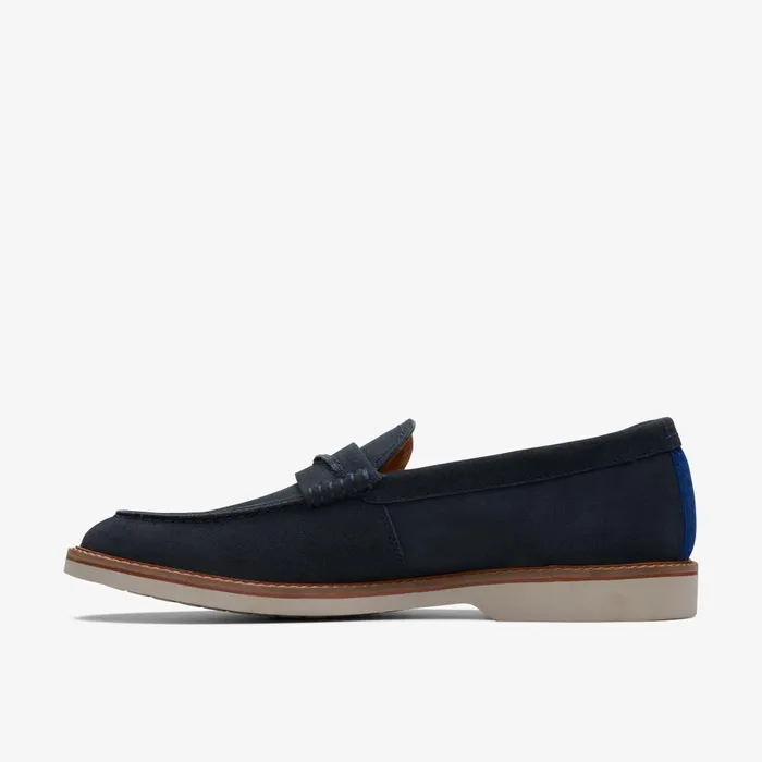 Atticus Slip Navy Suede Men Clarks Casual Dress Shoes