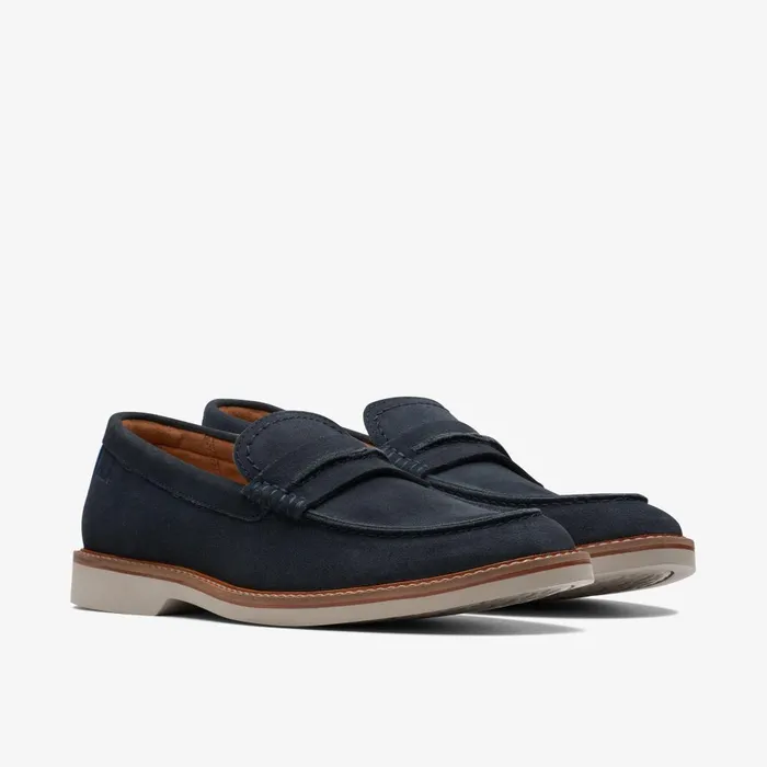 Atticus Slip Navy Suede Men Clarks Casual Dress Shoes