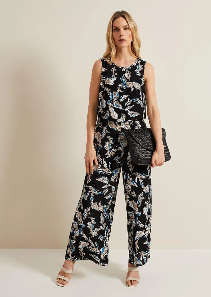 Aubrey Leaf Jumpsuit Blackmulti Women Phase Eight Dresses
