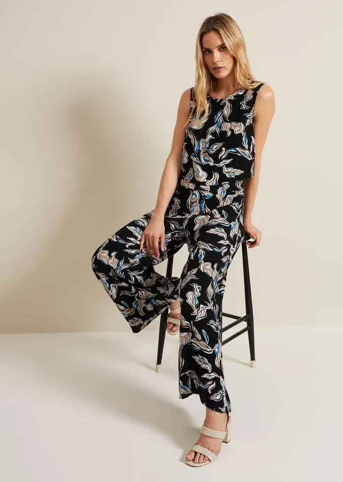 Aubrey Leaf Jumpsuit Blackmulti Women Phase Eight Dresses