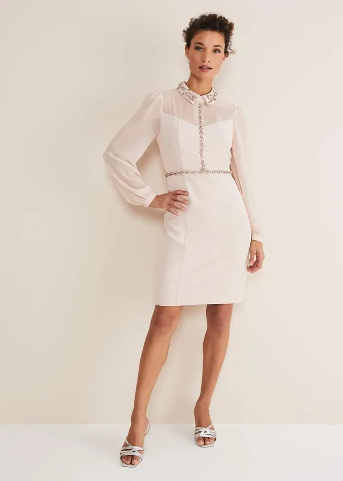 Avah Embellished Fitted Dress Cameo Women Phase Eight Dresses