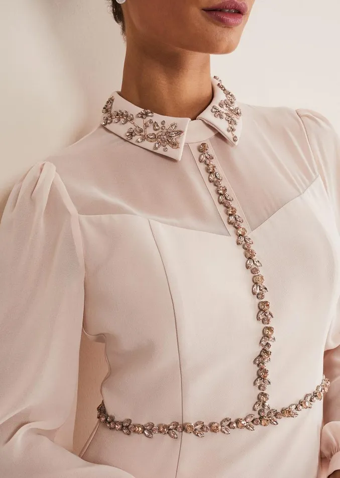 Avah Embellished Fitted Dress Cameo Women Phase Eight Dresses