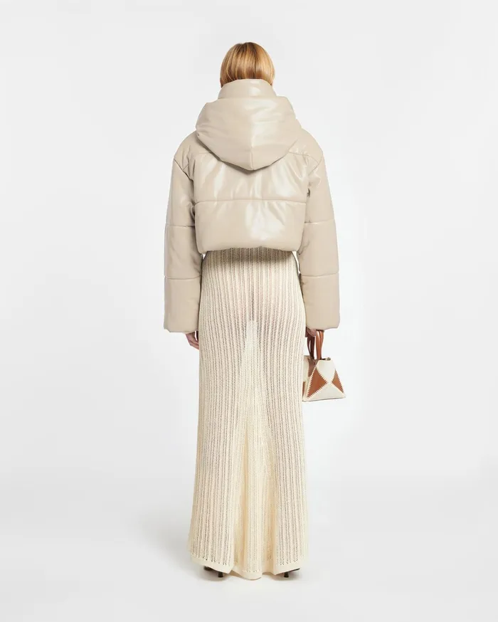 Aveline Cropped Okobor AltLeather Puffer Jacket Ashy Taupe Women Nanushka Jackets and Blazers