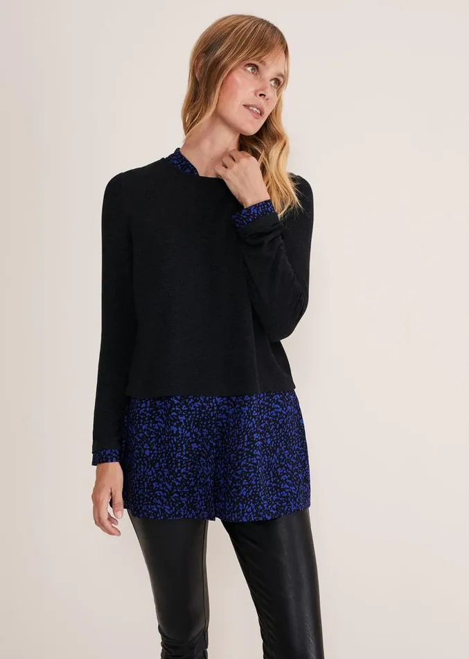 Avie Double Layer Top Cobaltblack Women Phase Eight Tops and TShirts