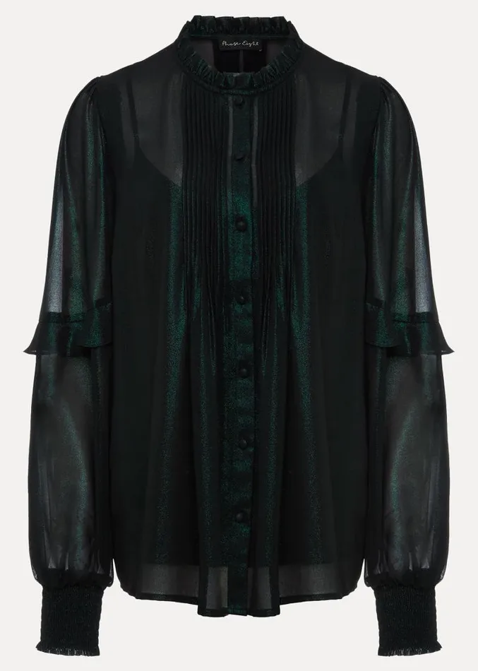 Avis Foil VNeck Blouse Green Women Phase Eight Shirts and Blouses