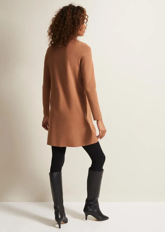 Azealia Fine Knit Tunic Mini Dress Camel Women Phase Eight Dresses