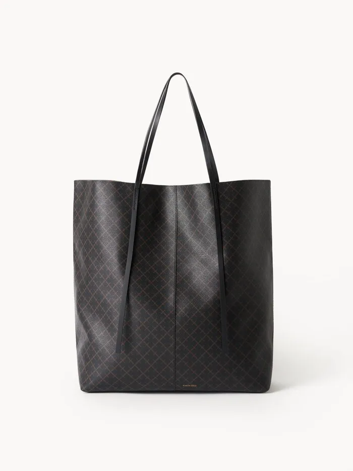 Bags Women By Malene Birger Abrille Printed Tote Bag Dark Chokolate