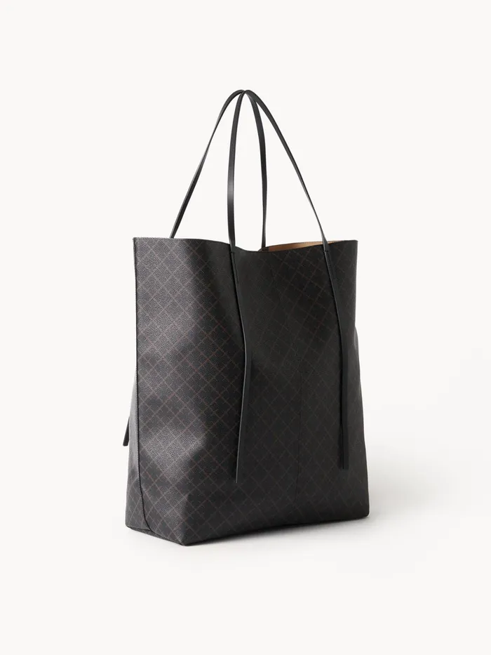 Bags Women By Malene Birger Abrille Printed Tote Bag Dark Chokolate