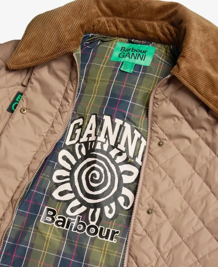 Barbour X GANNI Burghley Quilted Jacket Honeylight Trenchclassic Women Barbour Trench Coats