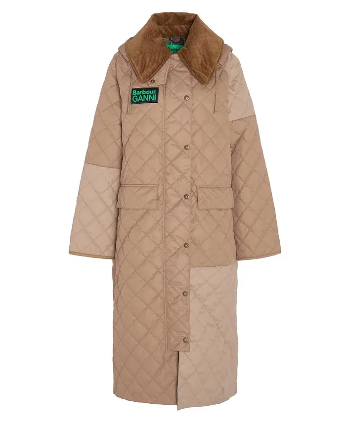Barbour X GANNI Burghley Quilted Jacket Honeylight Trenchclassic Women Barbour Trench Coats