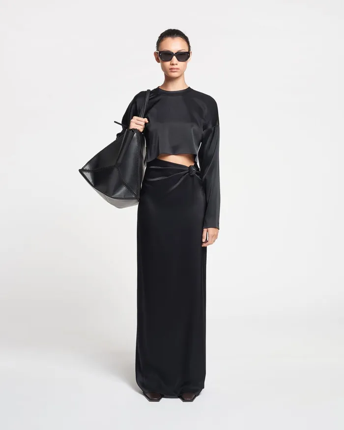 Beatriz Slip Satin Maxi Dress Black Women Nanushka Dresses