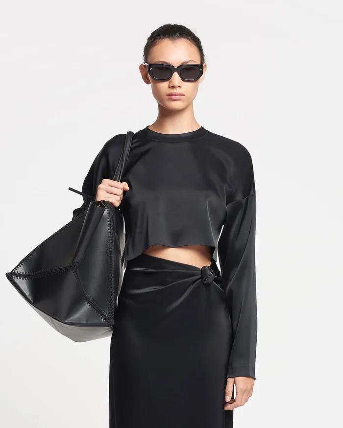 Beatriz Slip Satin Maxi Dress Black Women Nanushka Dresses