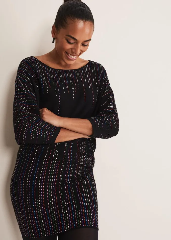 Becca Batwing Knitted Dress Blackmulti Women Phase Eight Dresses