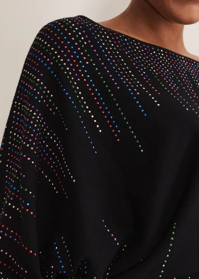 Becca Batwing Knitted Dress Blackmulti Women Phase Eight Dresses