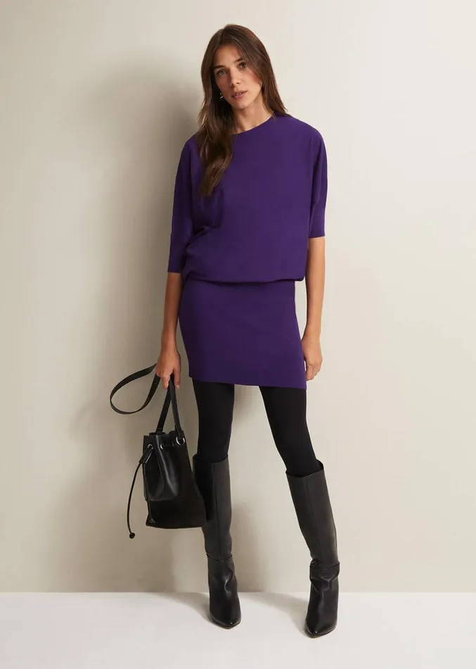 Becca Purple Batwing Mini Dress Purple Women Phase Eight Dresses
