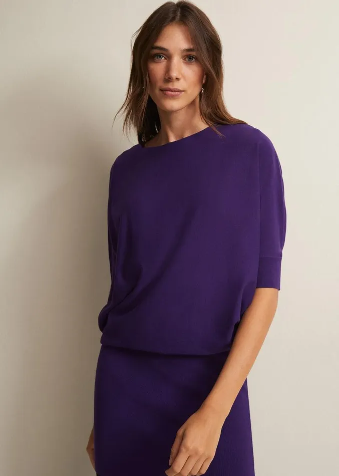 Becca Purple Batwing Mini Dress Purple Women Phase Eight Dresses