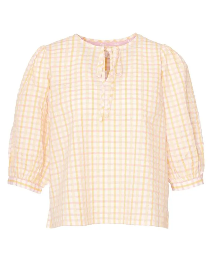 Belmont Gingham Blouse Mallow Pink Check Women Barbour Shirts and Blouses