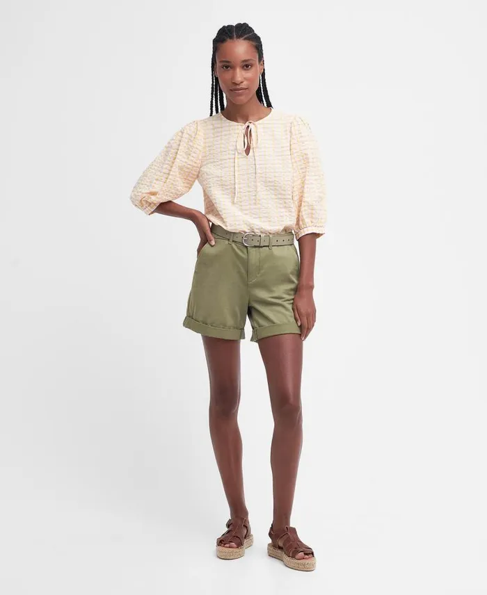 Belmont Gingham Blouse Mallow Pink Check Women Barbour Shirts and Blouses