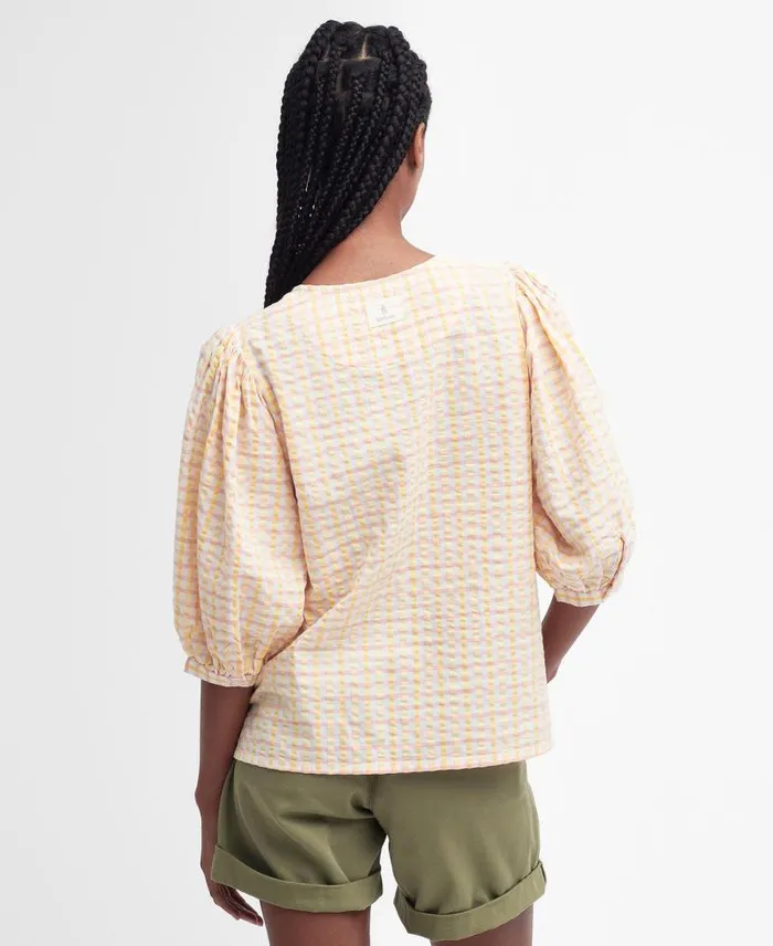 Belmont Gingham Blouse Mallow Pink Check Women Barbour Shirts and Blouses