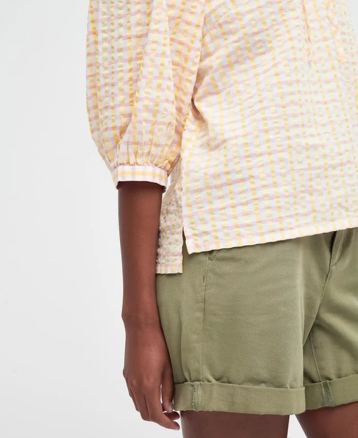 Belmont Gingham Blouse Mallow Pink Check Women Barbour Shirts and Blouses