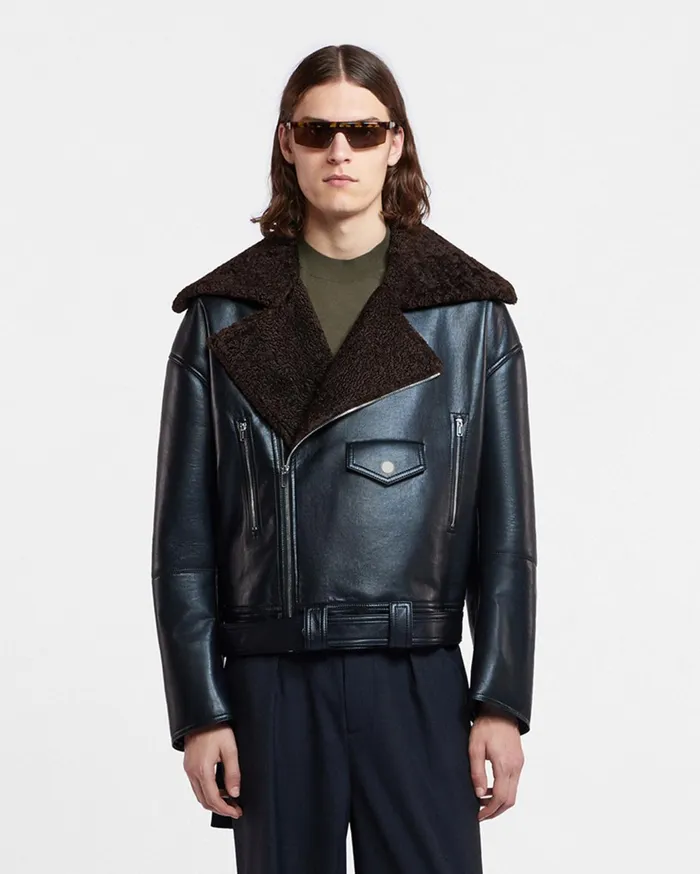 Berti Regenerated Leather Jacket Black Brown Men Nanushka Outerwear and Jackets