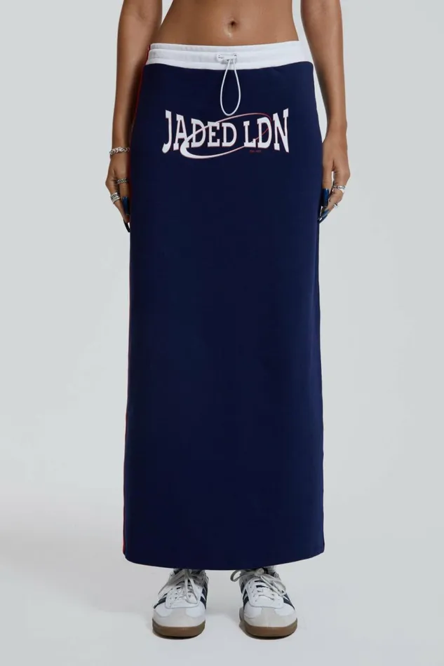 Blueprint Jersey Maxi Skirt With Toggle Detail Blue Women Jaded London Skirts