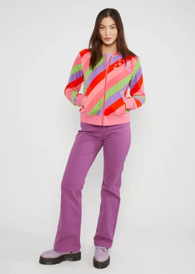 Blutsgeschwister Blouson Velvet Harmony Bomber Pink Women Sweatshirts and Hoodies