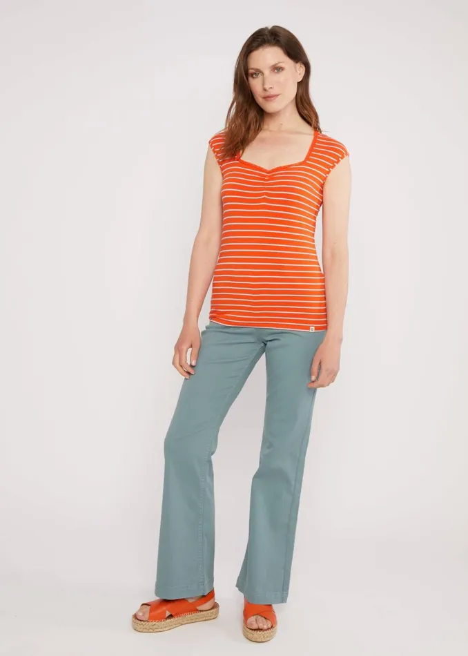 Blutsgeschwister Breton Shirt Let Romance Rule Orange Women Tops