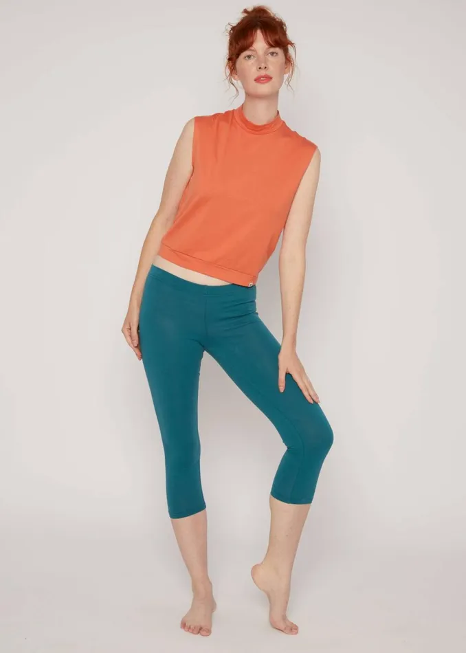 Blutsgeschwister Capri Leggings Cropped Laune Legs Turquoise Women Trousers
