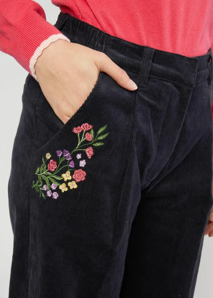 Blutsgeschwister Corduroy Pants Deedericksbockers Black Women Trousers
