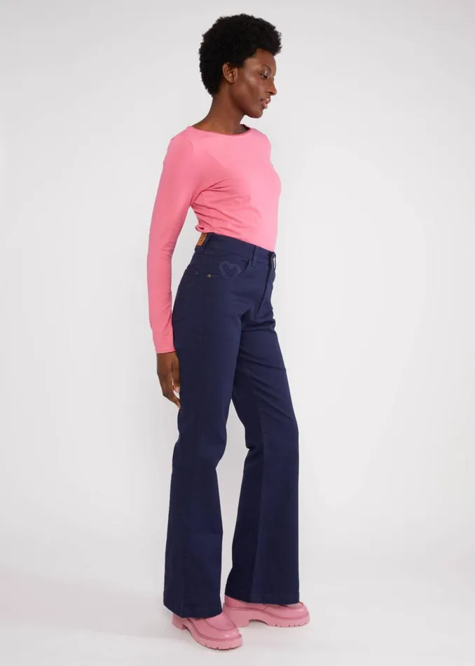 Blutsgeschwister Flares Yes We Flare Blue Women Trousers