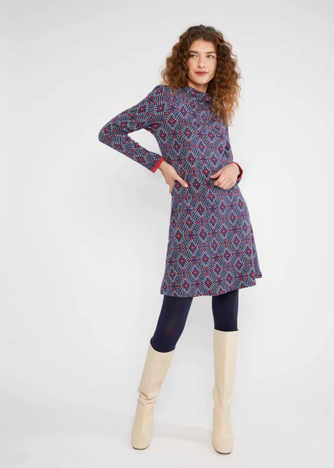 Blutsgeschwister Jumper Dress Cosy Zen Tangle Blue Women Dresses