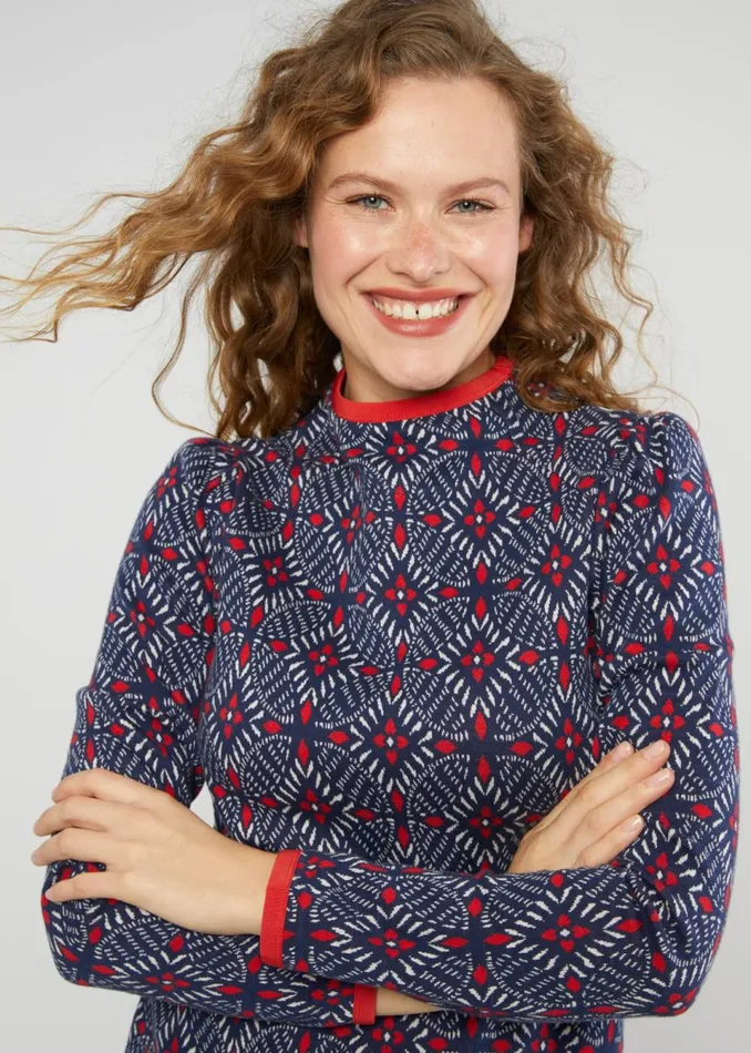 Blutsgeschwister Jumper Dress Cosy Zen Tangle Blue Women Dresses
