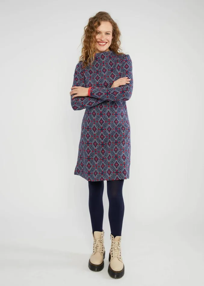 Blutsgeschwister Jumper Dress Cosy Zen Tangle Blue Women Dresses