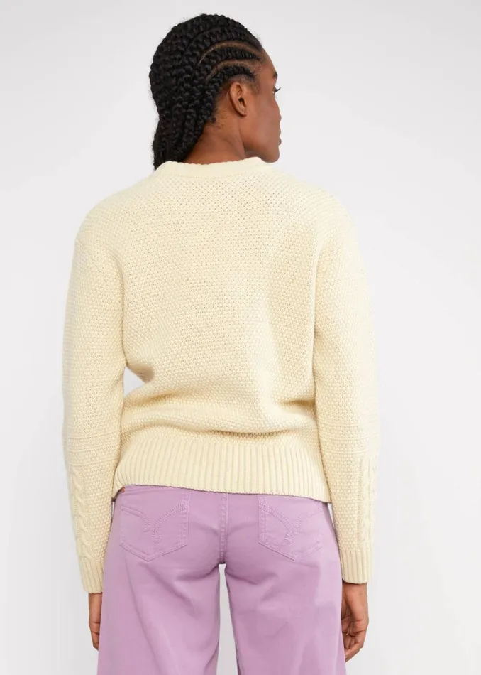 Blutsgeschwister Knitted Jumper All About Aran White Women Knitted Jumpers