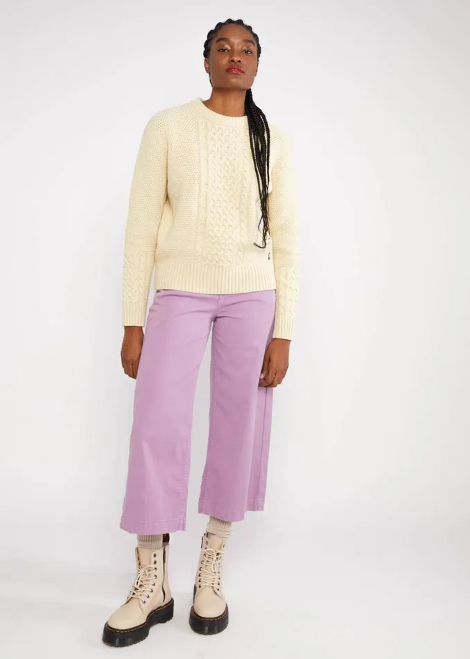 Blutsgeschwister Knitted Jumper All About Aran White Women Knitted Jumpers
