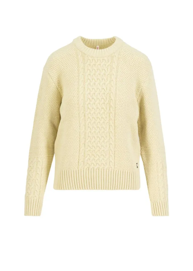 Blutsgeschwister Knitted Jumper All About Aran White Women Knitted Jumpers