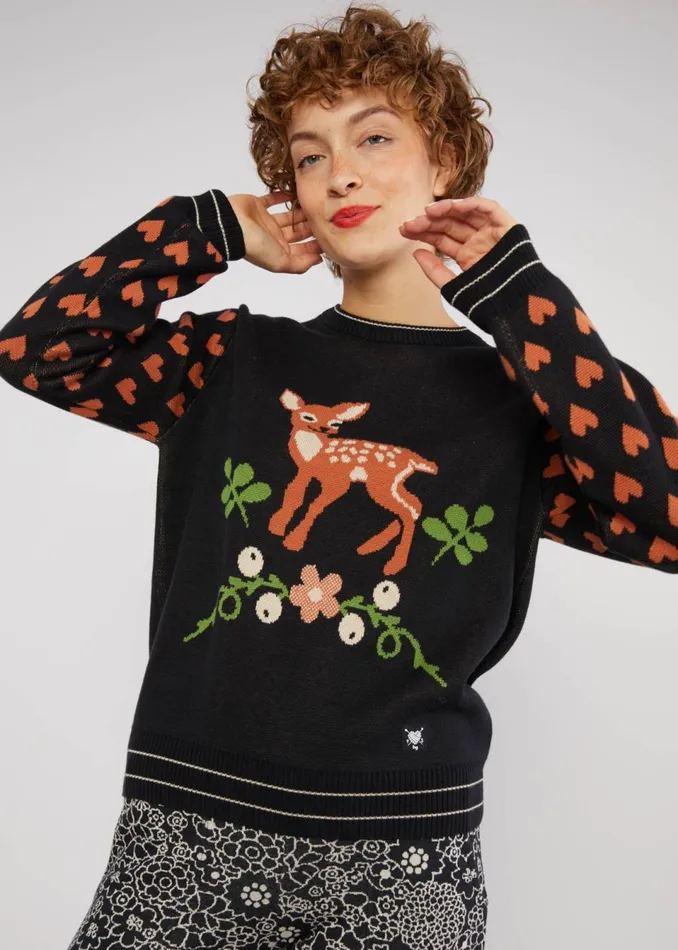 Blutsgeschwister Knitted Jumper Cosy Storyteller Black Women Knitted Jumpers