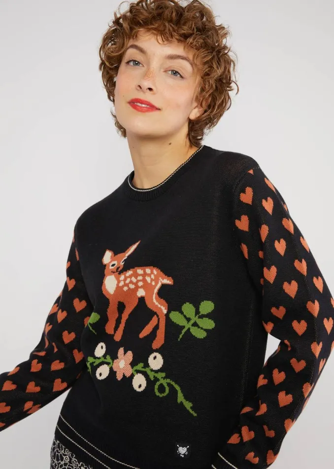 Blutsgeschwister Knitted Jumper Cosy Storyteller Black Women Knitted Jumpers